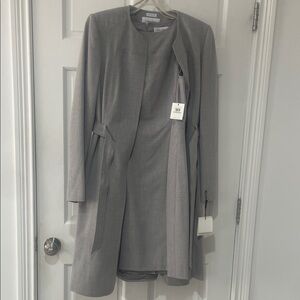Calvin Klein Light Gray Two-Piece Dress and Coat Set
